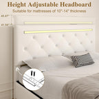 Upholstered Storage Bed Frame with LED Lights and Drawers – White or Black