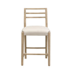 Ladder Back Counter Stool Set with Upholstered Seats - Farmhouse Style