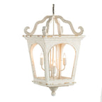 4 Light Wood Chandelier with Adjustable Chain - Cream White