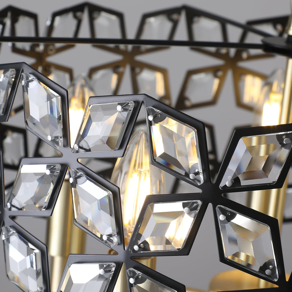 Geometric Crystal Pendant Chandelier with K9 Crystal - Black Gold