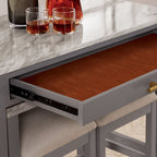 Light Gray Faux Marble Dining Table with Storage Drawer - Light Gray