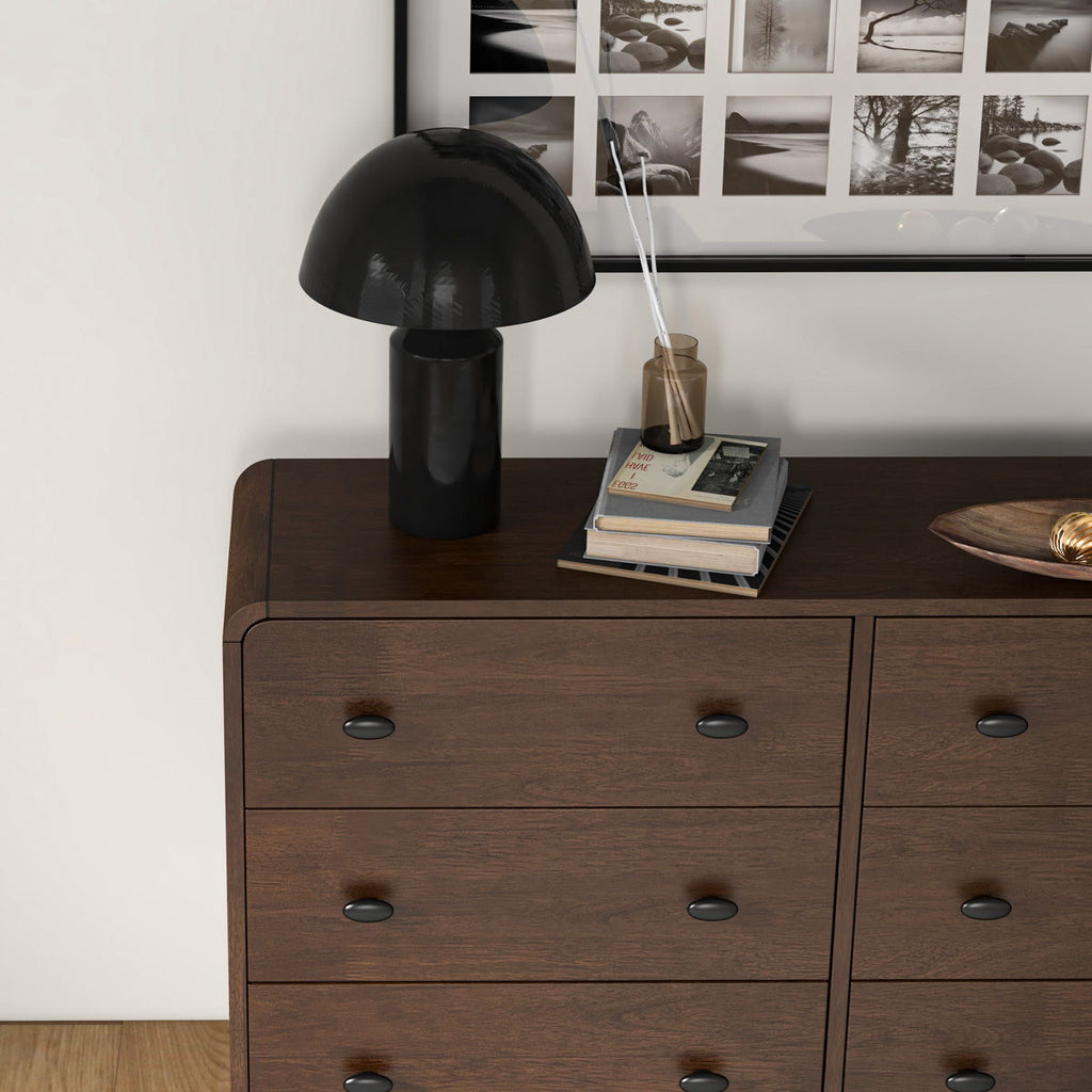 Mid-Century Modern Dresser with Solid Wood Construction - Brown