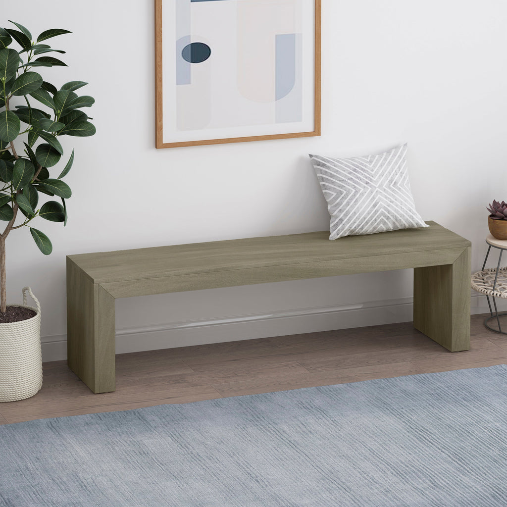 Acacia Wood Dining Bench with Versatile Use - Grey+Taupe