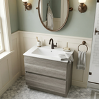24" Ceramic Drop-In Bathroom Vessel Sink with Single Faucet Hole - White