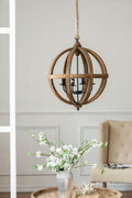 4 Light Wood Chandelier
