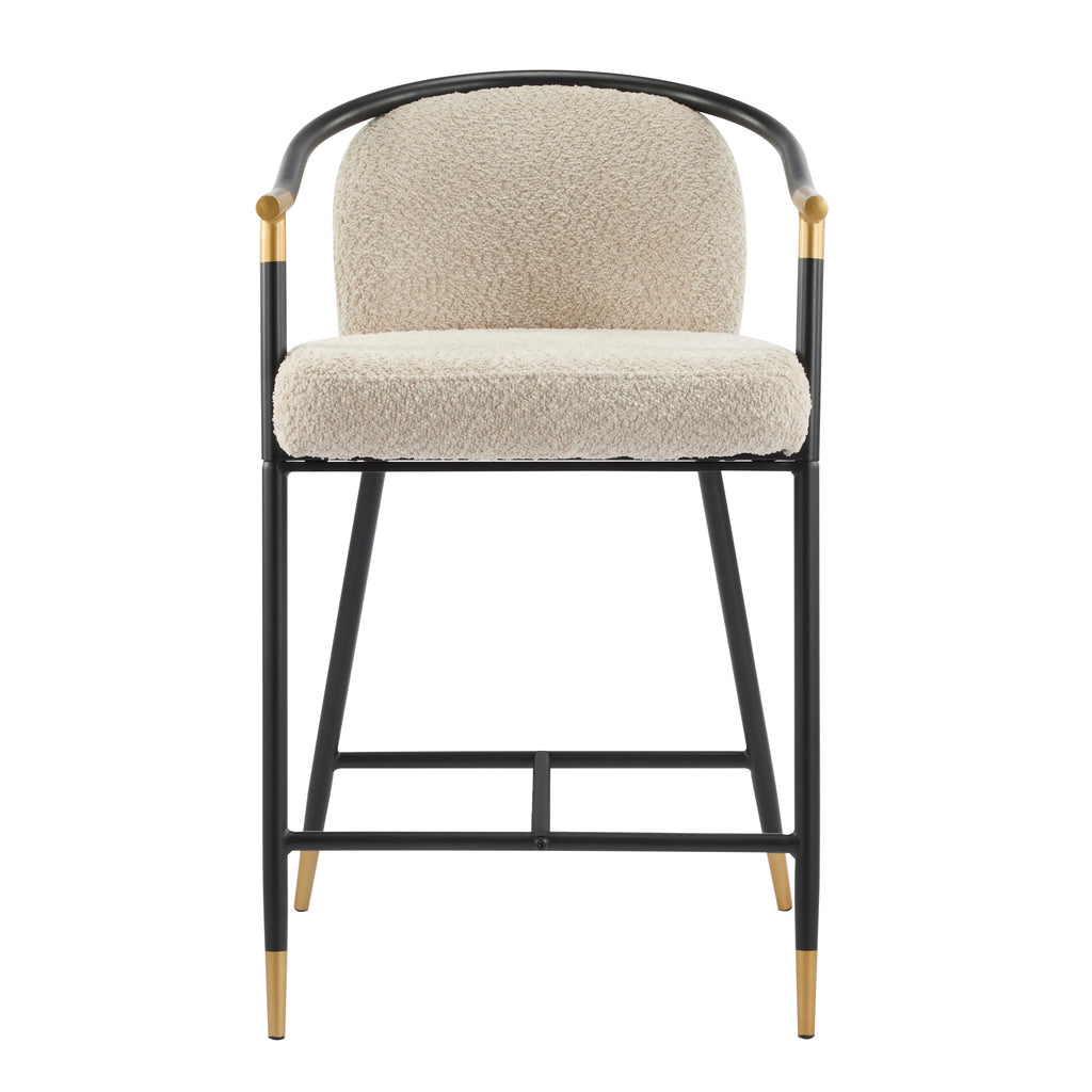 Upholstered Counter Stool with Metal Frame - 26" Seat Height, Set of 2 - Almond