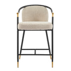 Upholstered Counter Stool with Metal Frame - 26" Seat Height, Set of 2 - Almond