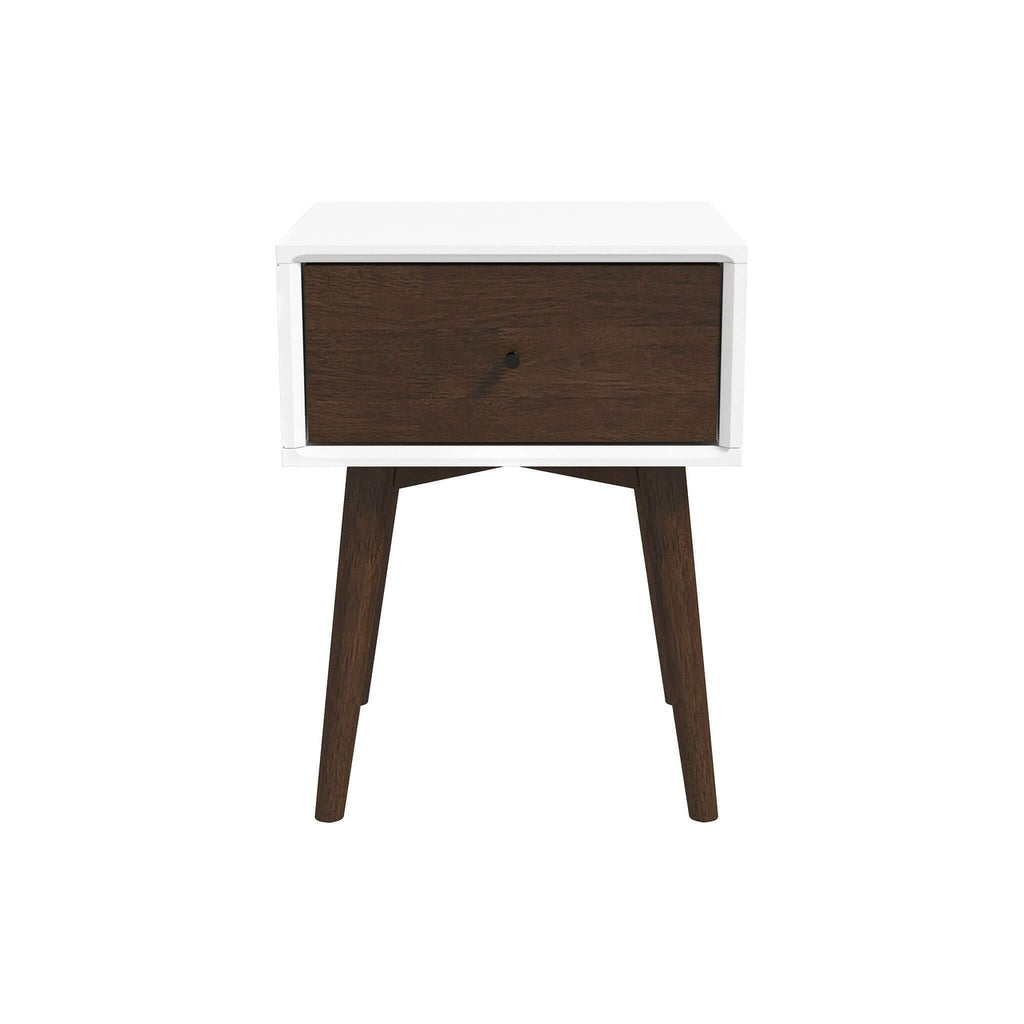 Modern Design Night Stand with Solid Wood Construction - Dark Brown or White