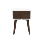 Modern Design Night Stand with Solid Wood Construction - Dark Brown or White