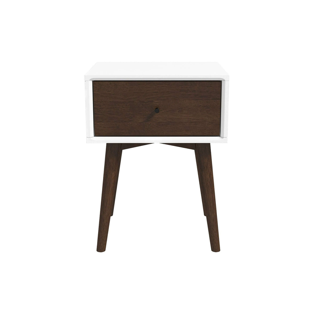 Modern Design Night Stand with Solid Wood Construction - Dark Brown or White