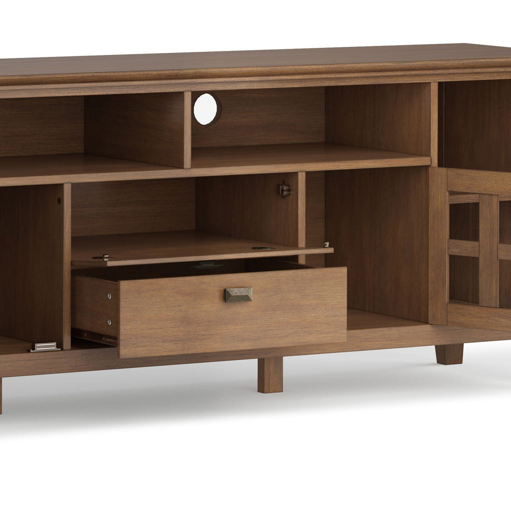 Rustic Natural Aged Brown TV Media Stand with Ample Storage - 72" Wide