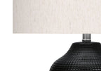Contemporary Black Ceramic Table Lamp with 3-Way Switch - Ivory Linen Shade