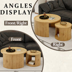 Modern Round Nesting Coffee Table Set of 2 with Wood Tops