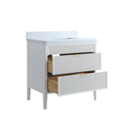 Fully Assembled 30'' Bathroom Vanity with Engineered Marble Top - White