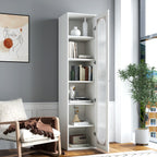 Tall Display Cabinet & Bookshelf with Glass Door