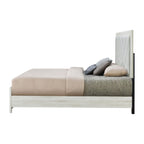Lozenge Upholstered Panel Bed with Padded Headboard - Beige