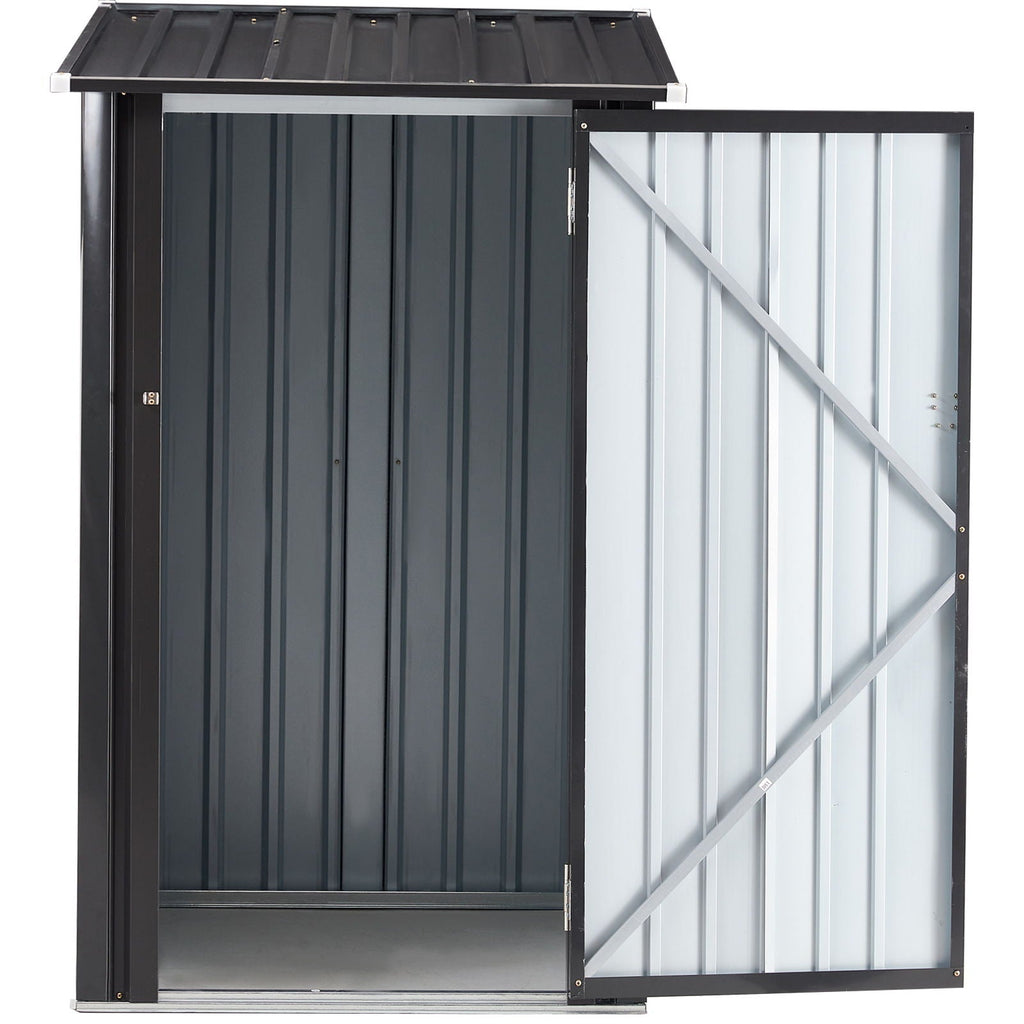 Outdoor Steel Storage Shed with Lockable Door - Black