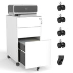 3-Drawer Mobile File Cabinet with Lock and Wheels - White