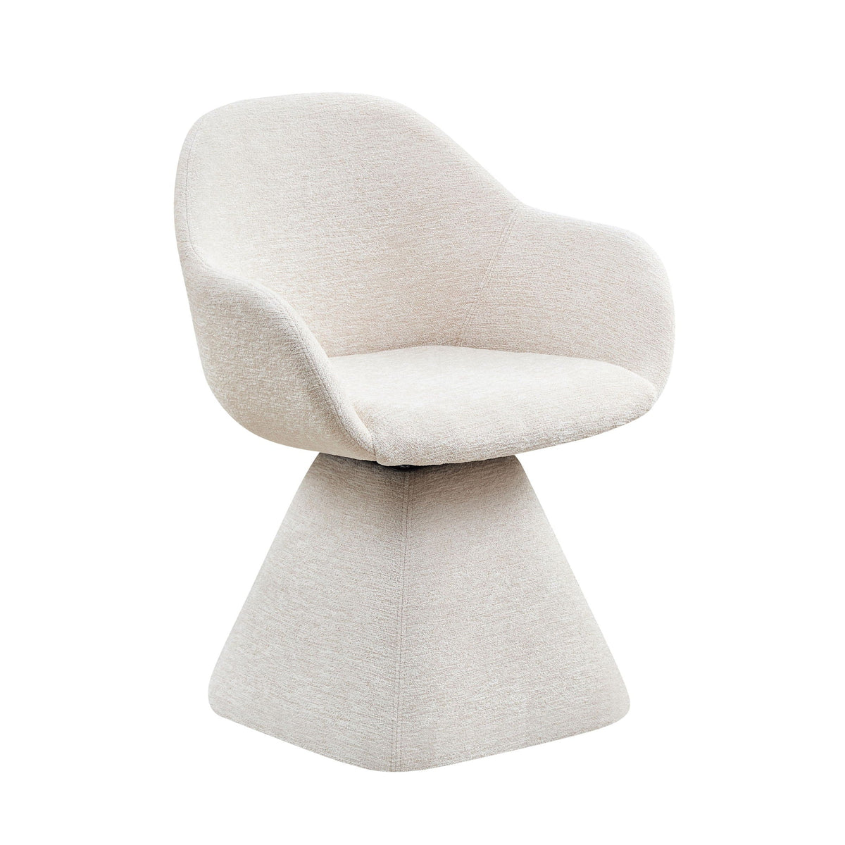 180° Rotating Accent Chair with Swivel and Barrel Back - Beige