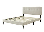 Upholstered Bed with USB Charging Port and Tufted Headboard - White