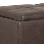 Distressed Brown Storage Ottoman with Interior Storage - Dark Brown