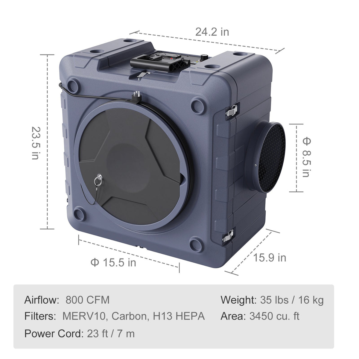 Air Scrubber with 3-Stage Filtration and UV-C Light - 800 CFM