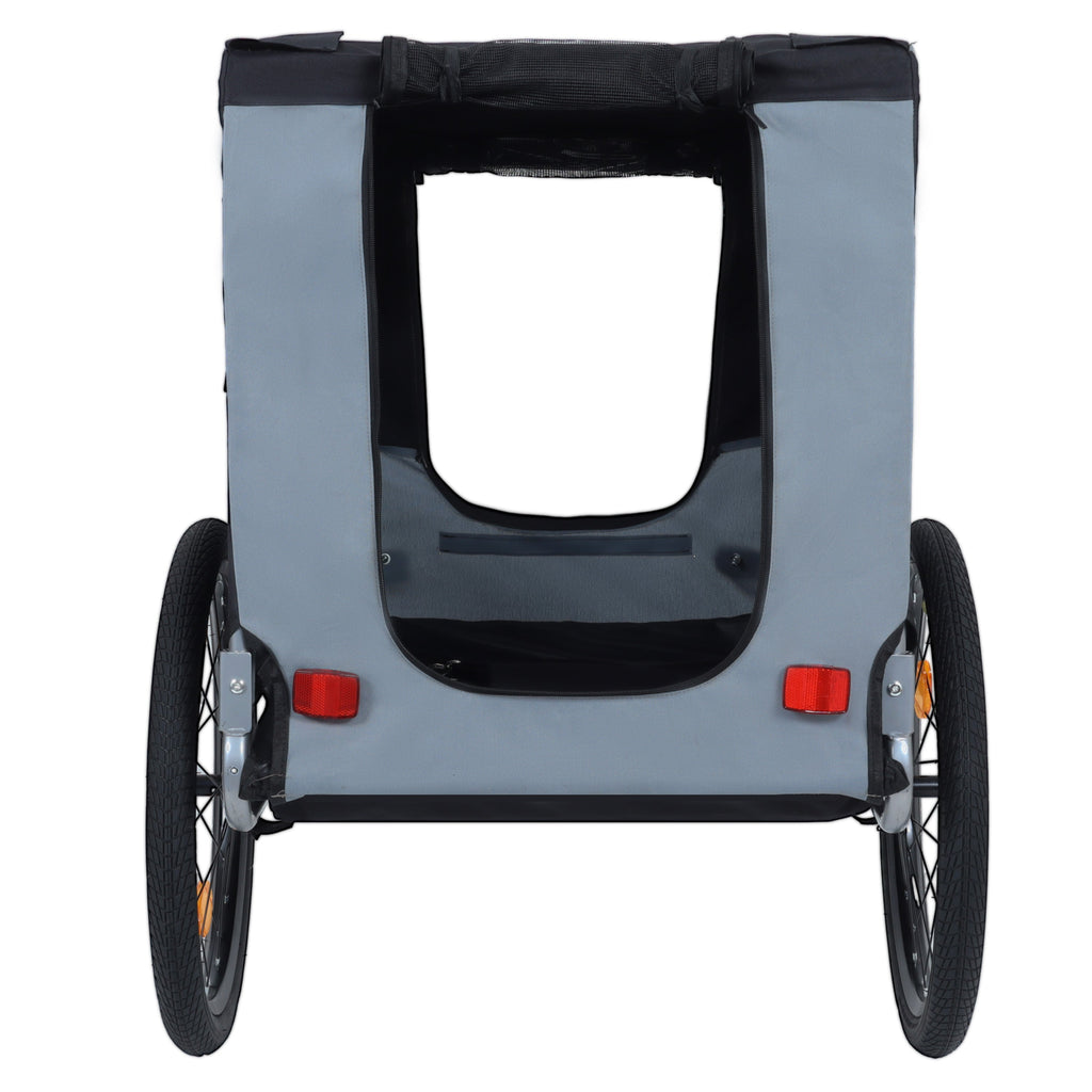 Large Folding Bike Trailer for Dogs with Mesh Ventilation - Gray