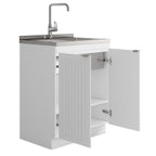 Laundry Cabinet with Stainless Steel Sink and Faucet - White