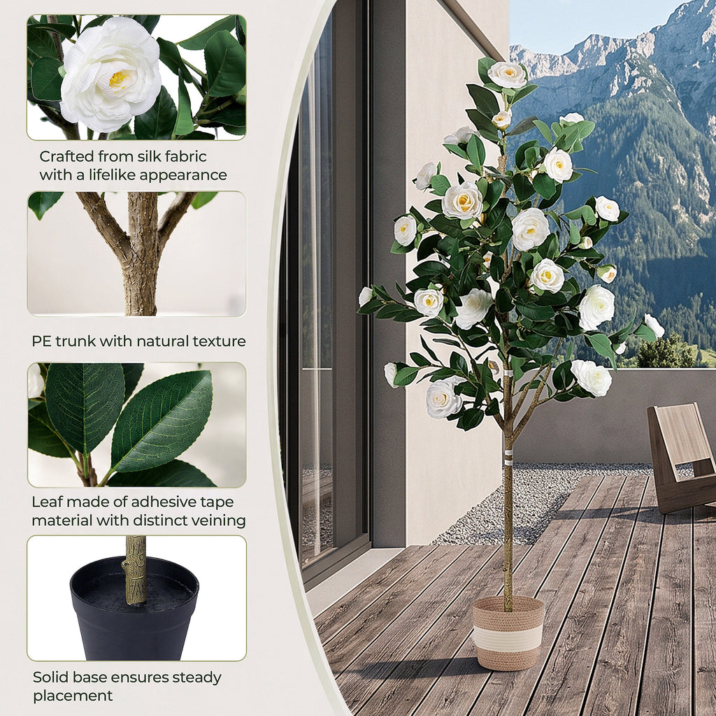 Artificial Camellia Tree - 5FT Faux Indoor Plant