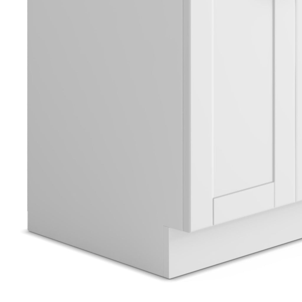 White Laundry Cabinet with Stainless Steel Sink and Pull-Out Faucet