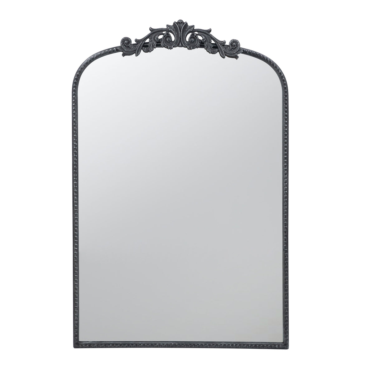 Baroque Grand Wall Mirror with Black Matte Iron Frame - Black