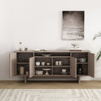 Sideboard With Adjustable Shelves and Soft Close Doors - White, Light Brown, Green