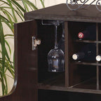 Wine Cabinet with Removable Wine Rack and Glass Racks - Red Cocoa
