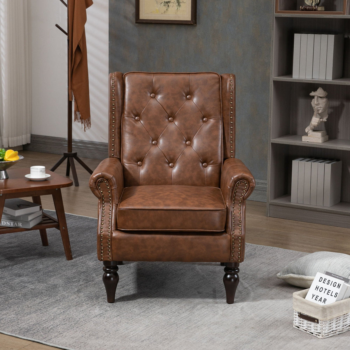 Modern Accent Armchair with Sturdy Wood Legs - Multiple Colors