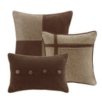 Brown Faux Suede Comforter Set with Hypoallergenic Filling – Queen, 7 Piece