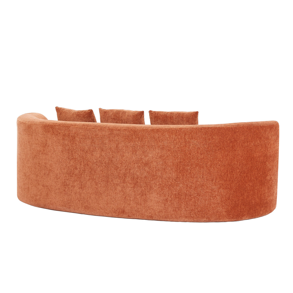 90-Inch Curved Modern Chenille Sofa with Artistic Curved Design - Orange or White
