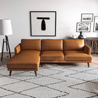 Light Brown L-Shaped Sectional Sofa with Solid Eucalyptus Wood Frame