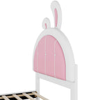 Upholstered Platform Bed with Rabbit Shaped Headboard - Twin, White