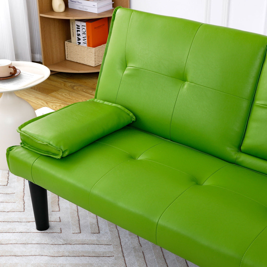 Foldable Sofa Bed with Cup Holder and Solid Wood Frame - Multiple Colors