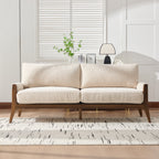 Mid-Century Modern Boucle Fabric Sofa with Solid Wood Frame
