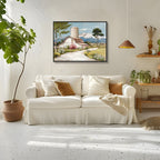 Framed Canvas Wall Art: Wildflower Barn Nature Print