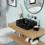 Rectangular Vessel Bathroom Sink with Sleek Black and Gray Ceramic Finish