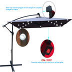 Square Solar-Powered LED Outdoor Patio Umbrella with Steel Pole - Black