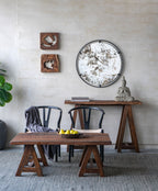 Round Industrial Wall Mirror with Metal Frame - Black