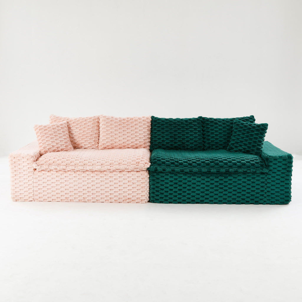 Luxury Multifunctional Sofa for Living Room with Adjustable Layout - Black, Dark Green, White, Pink