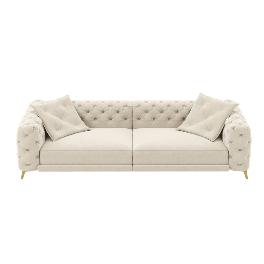 3-In-1 Convertible Sleeper Sofa Set with Deep Seat & Movable Ottoman - White, Beige, Gray