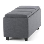Avalon Upholstered Storage Ottoman with Flip-Over Serving Trays - Multiple Colors