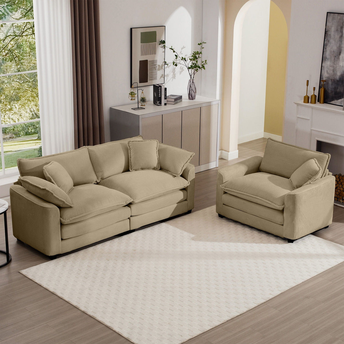 Oversized Deep-Seat Fabric Sofa & Chair Sets
