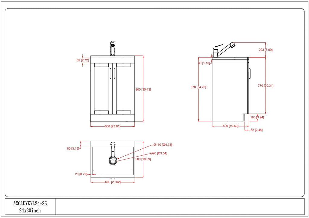 White Laundry Cabinet with Stainless Steel Sink and Pull-Out Faucet