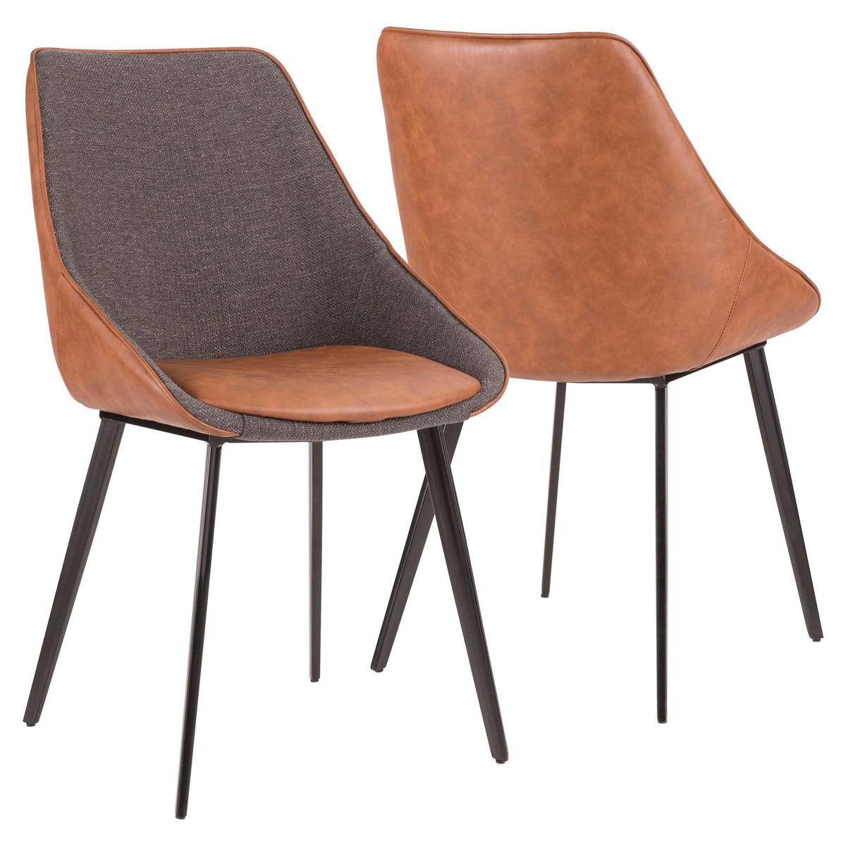 Contemporary Two Tone Chair Set with Cushioned Upholstery - Brown / Gray